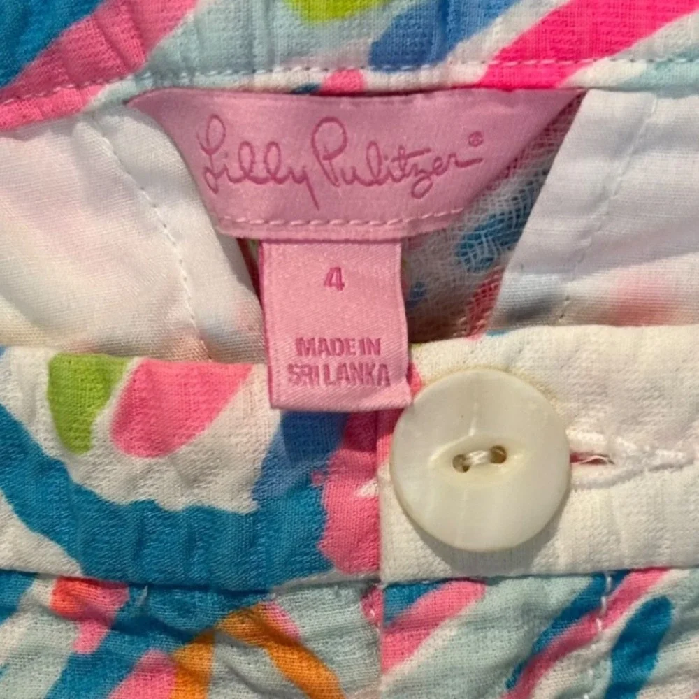 Lilly Pulitzer Adie Shorts Resort White Shellabrate Pockets Zip Colorful Size 4‎